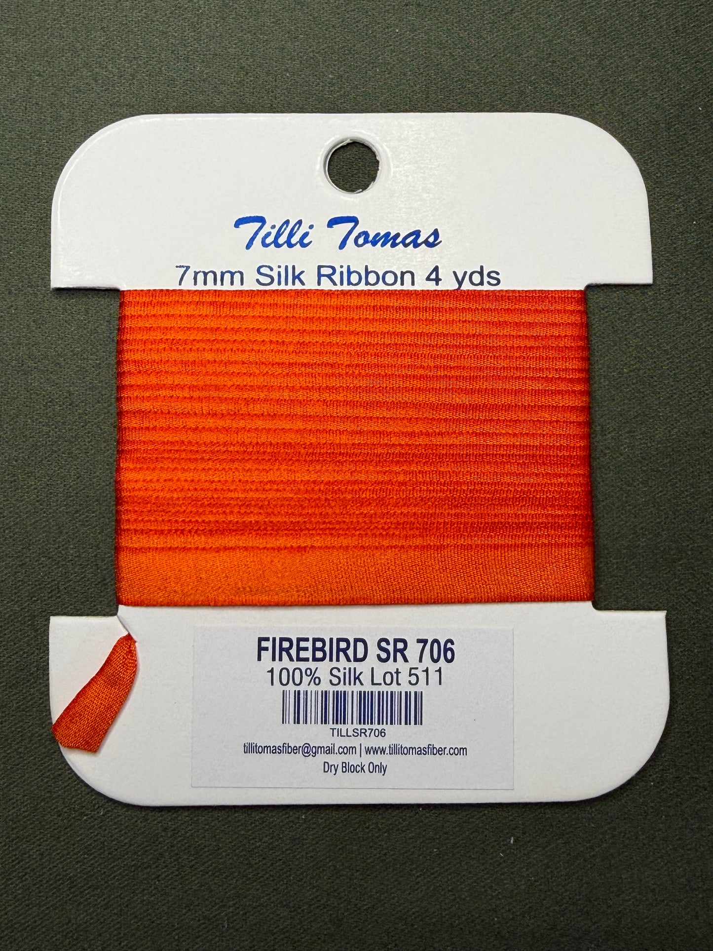 7mm Silk Ribbon 706 Firebird