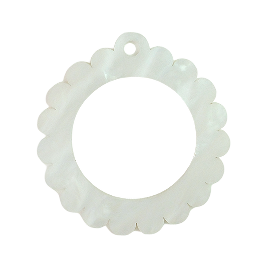 Bag Tag: Small Scallop Round: Pearl White