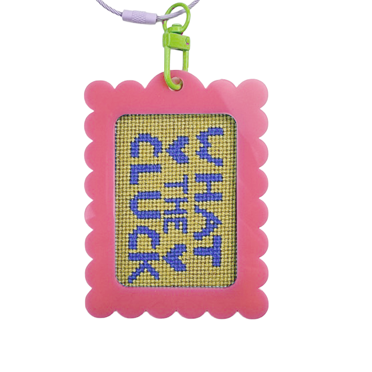 Bag Tag: Large Scallop Rectangle: Pink