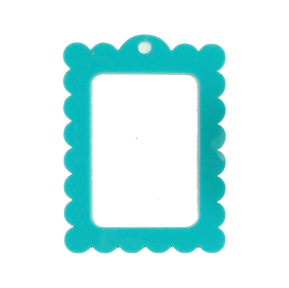 Bag Tag: Large Scallop Rectangle: Pink