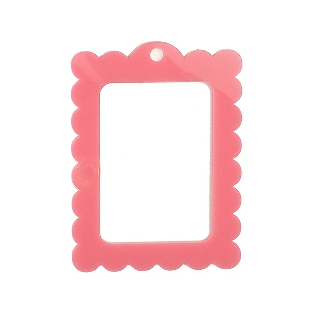 Bag Tag: Large Scallop Rectangle: Pink