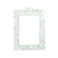 Bag Tag: Large Scallop Rectangle: Pearl White