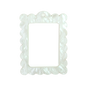 Bag Tag: Large Scallop Rectangle: Pearl White