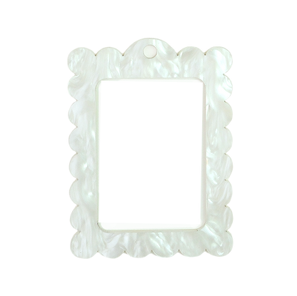 Bag Tag: Large Scallop Rectangle: Pink