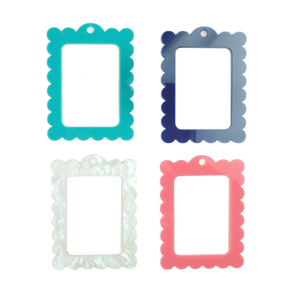 Bag Tag: Large Scallop Rectangle: Pearl White