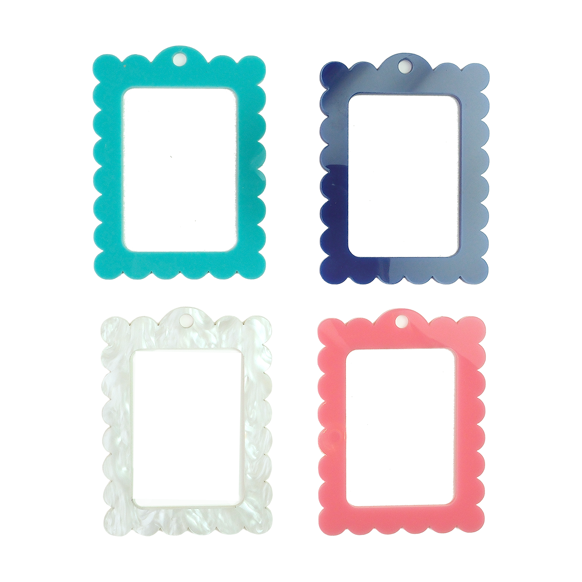 Bag Tag: Large Scallop Rectangle: Pink