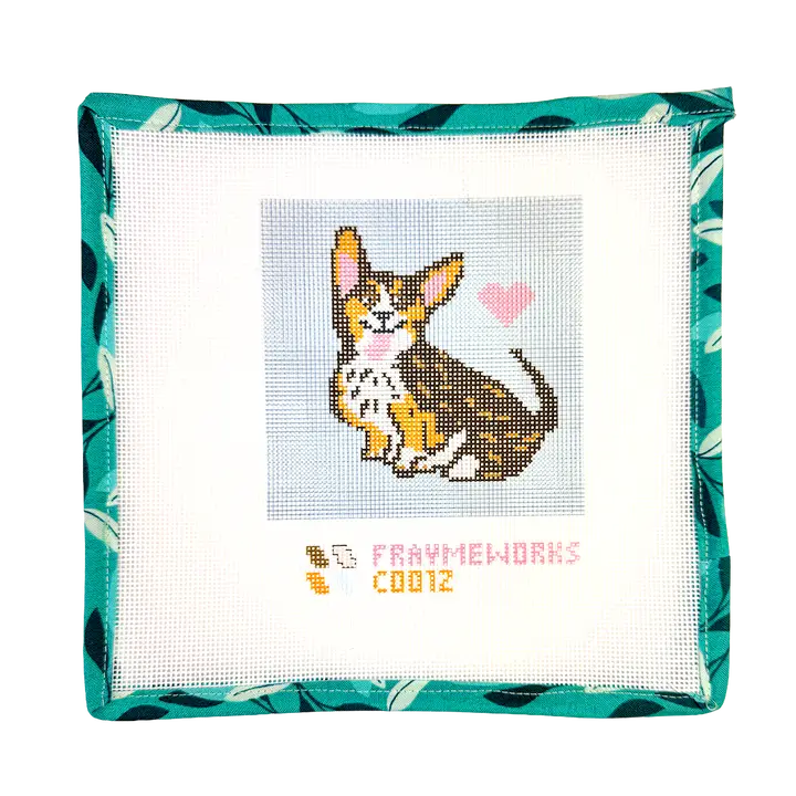 Corgi Love 4x4" Needlepoint Canvas