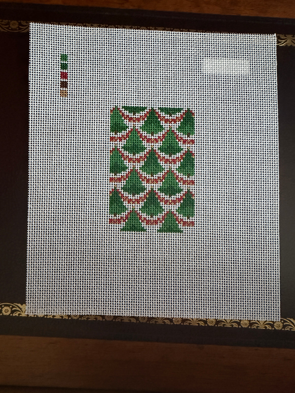 Bargello Christmas Tree Bag Tag