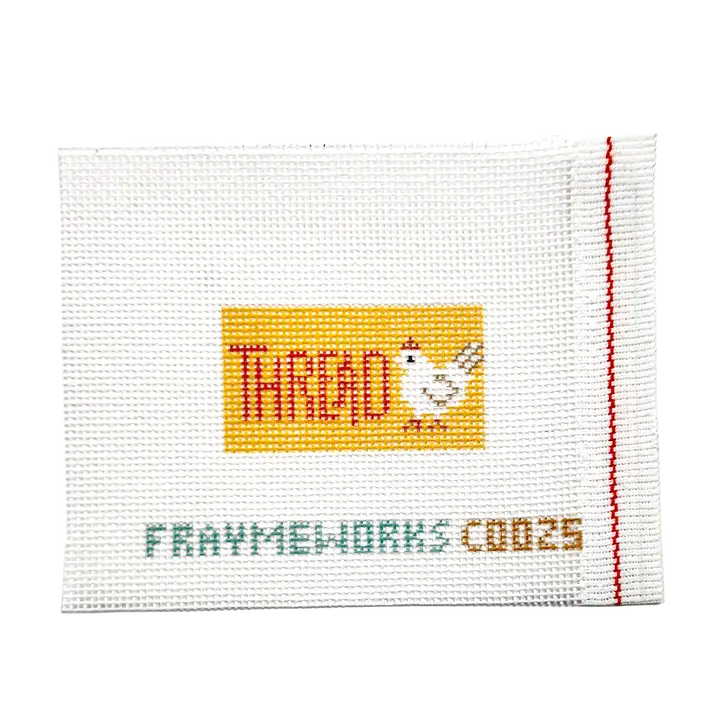 Thread Chicken Yellow 1.25"X 2.25" Mini Needlepoint Canvas