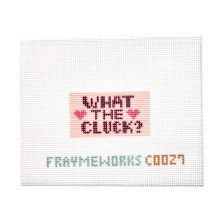 What the Cluck Pink 1.25"X 2.25" Mini Needlepoint Canvas