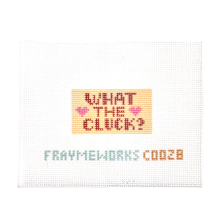 What the Cluck Gold 1.25"X 2.25" Mini Needlepoint Canvas