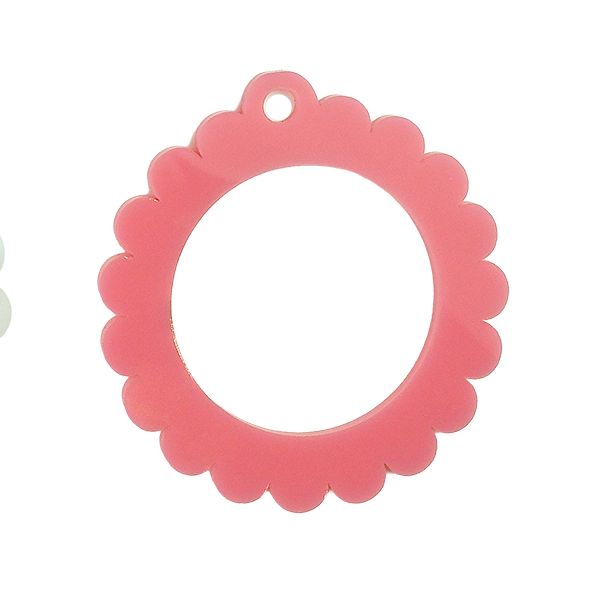 Bag Tag: Small Scallop Round: Pink