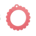 Bag Tag: Small Scallop Round: Pink
