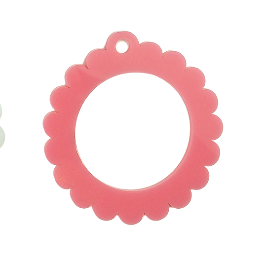 Bag Tag: Small Scallop Round: Pink