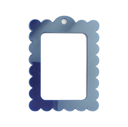 Bag Tag: Large Scallop Rectangle: Pearl White