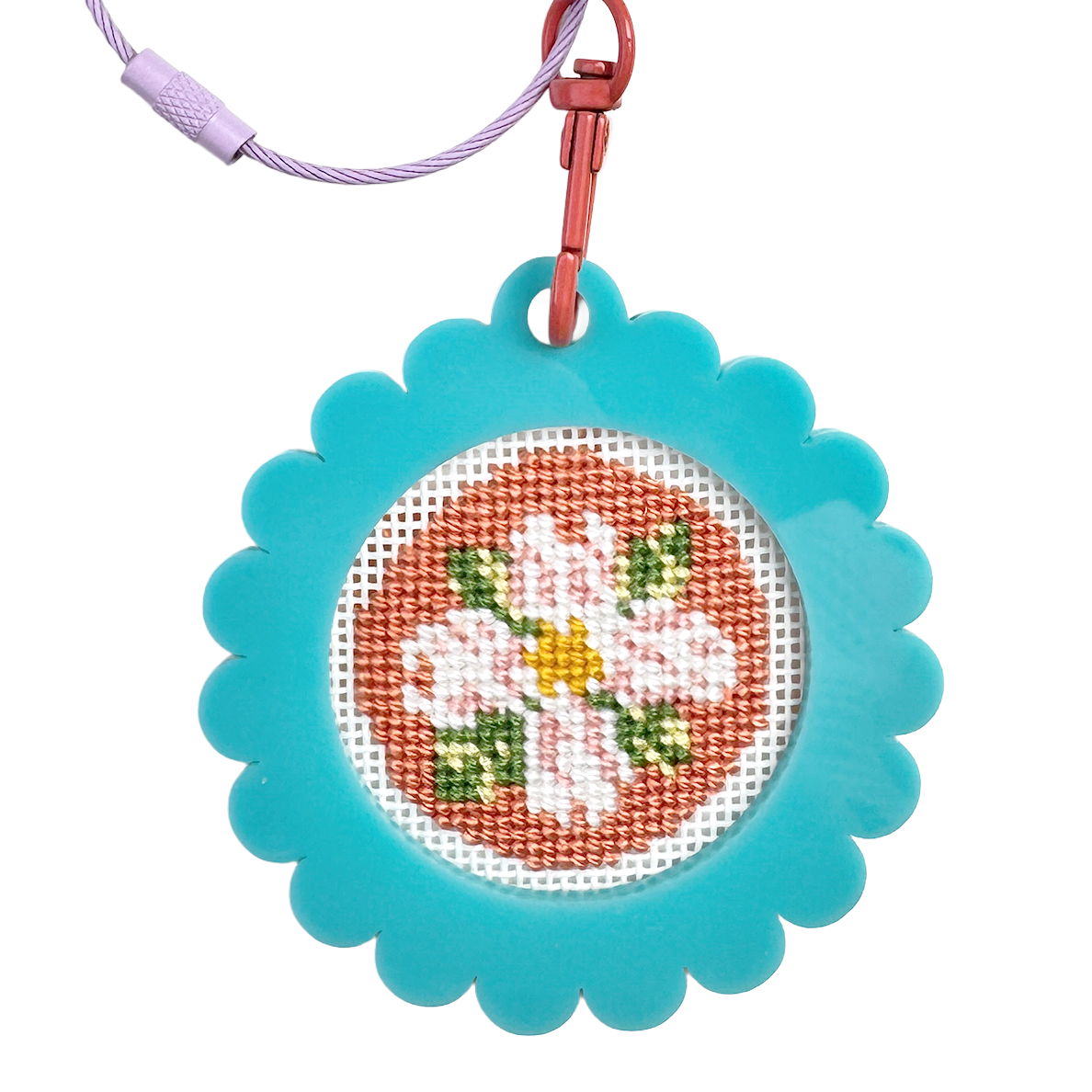 Bag Tag: Small Scallop Round: Pink