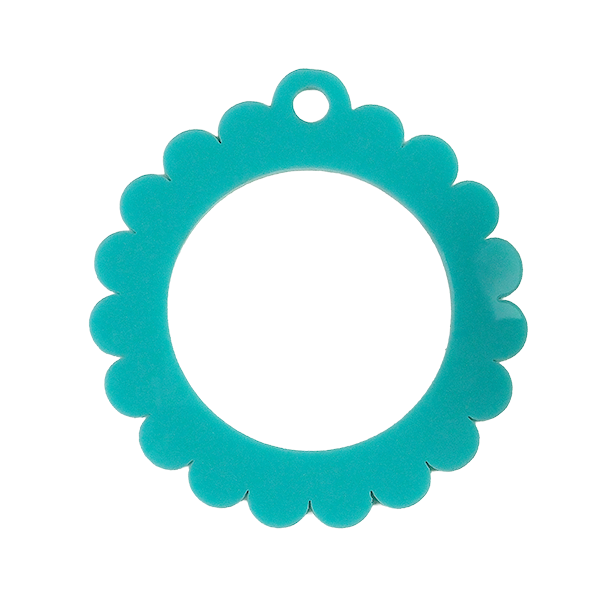 Bag Tag: Small Scallop Round: Pink