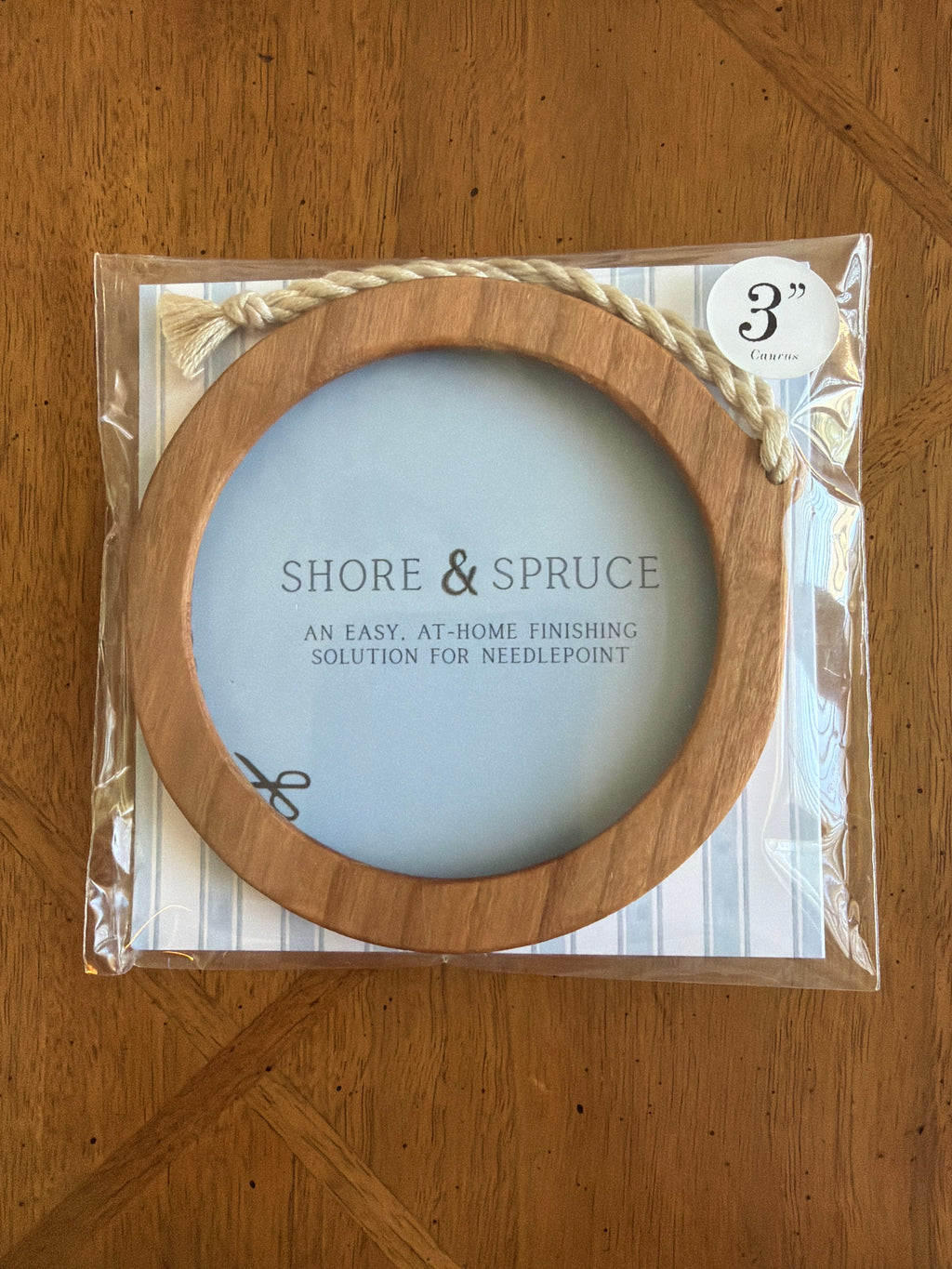 Self Finishing Needlepoint Ornament Frame Cream Cord 3"