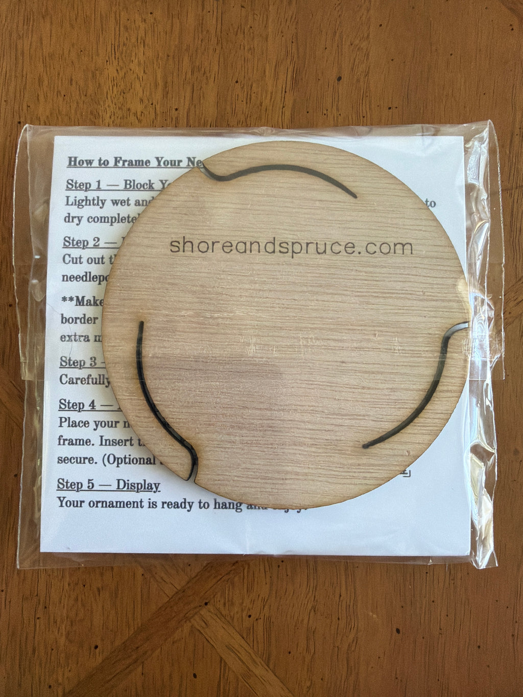 Self Finishing Needlepoint Ornament Frame Cream Cord 3"