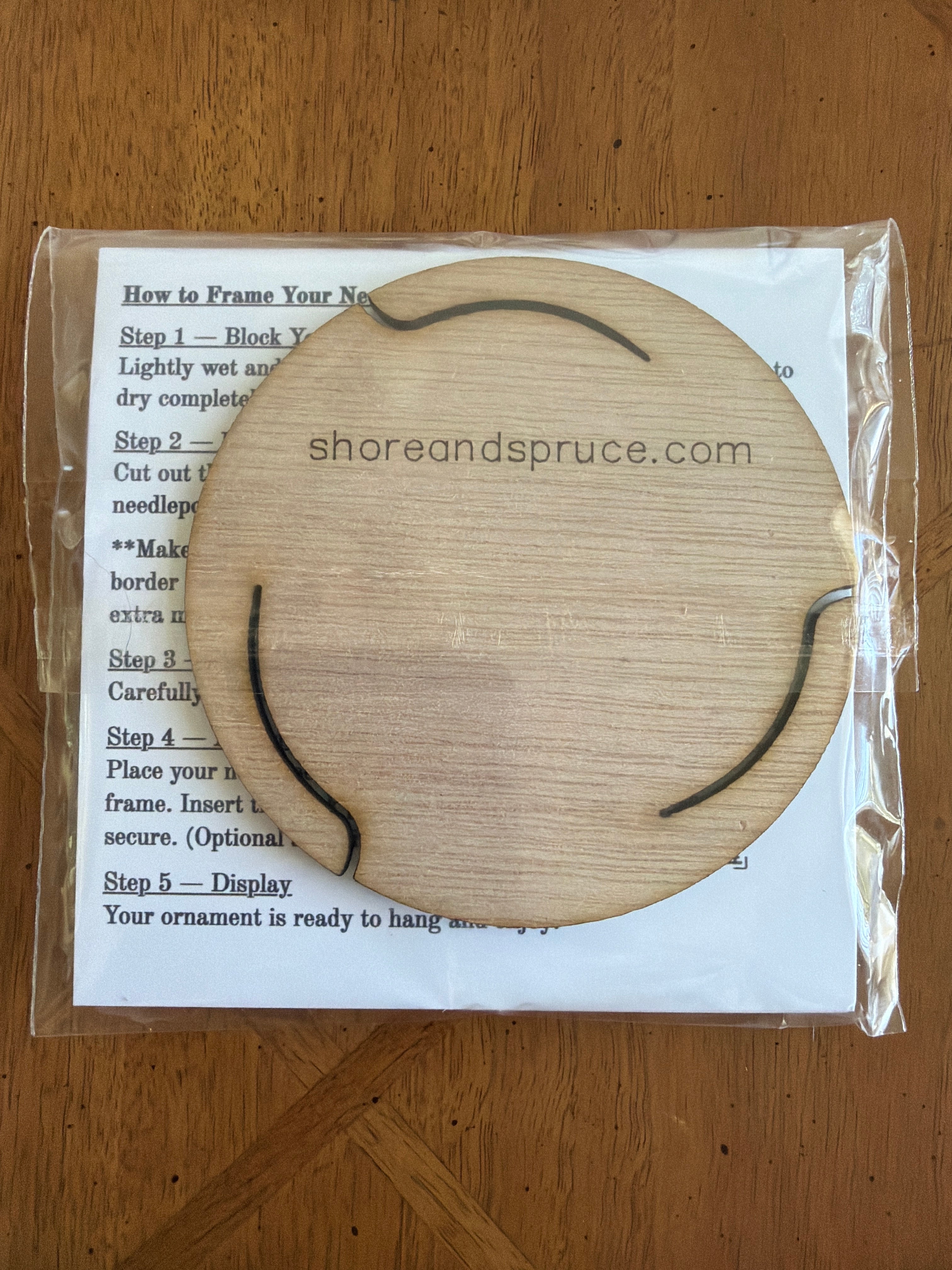 Self Finishing Needlepoint Ornament Frame Cream Cord 3"