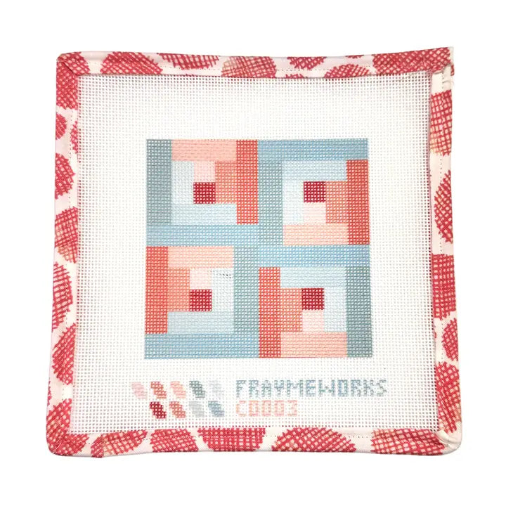 Log Cabin Quilt Block 4x4" Needlepoint Canvas