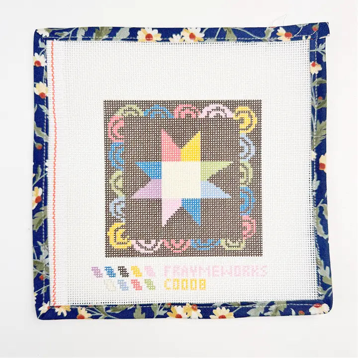 Matilda Star Quilt Block 4x4" Needlepoint Canvas